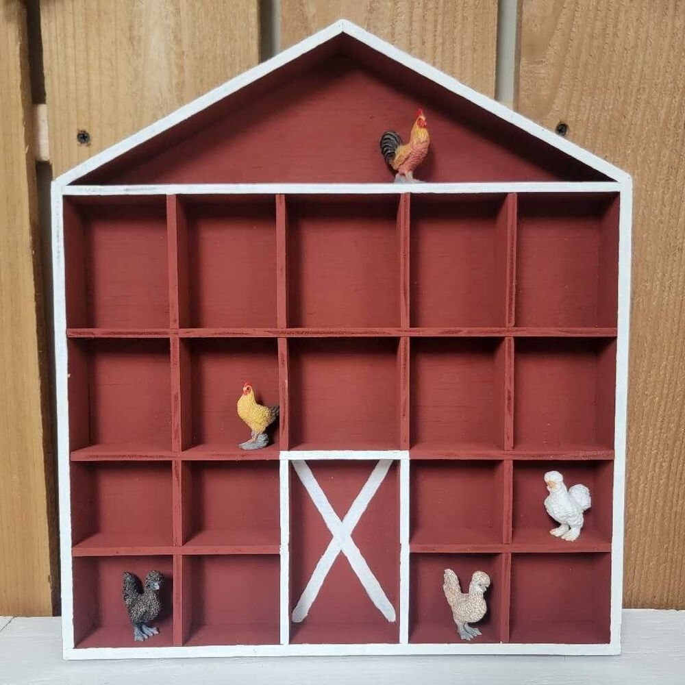Rustic Barn Shelf Display 20 Cubby Farmhouse Decor Wall Art Organization